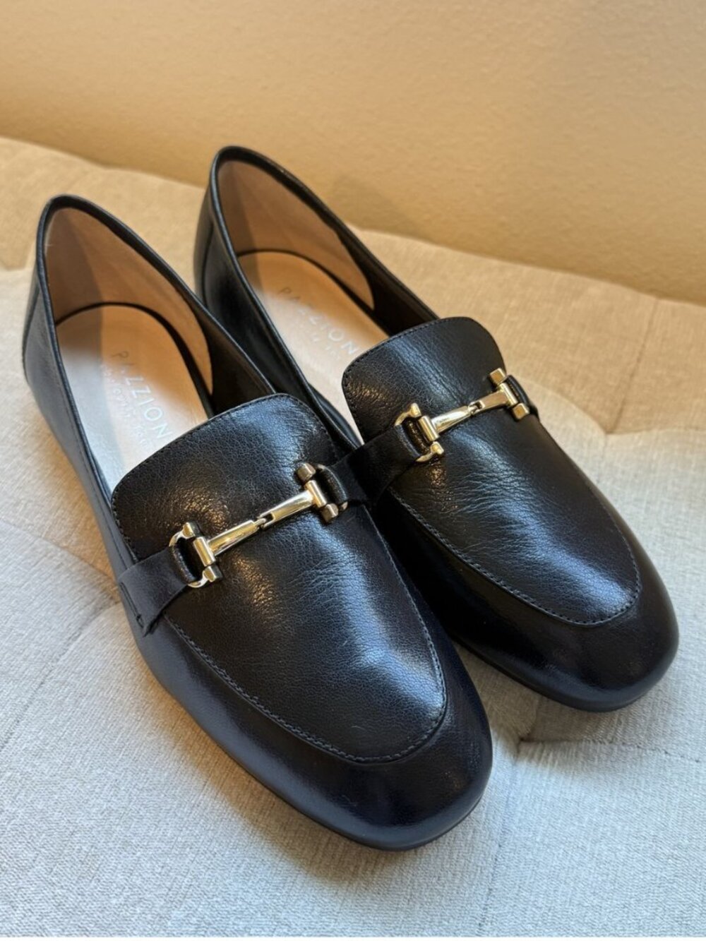 NWB Pazzion Black Horsebit Loafers patent leather US 6.5